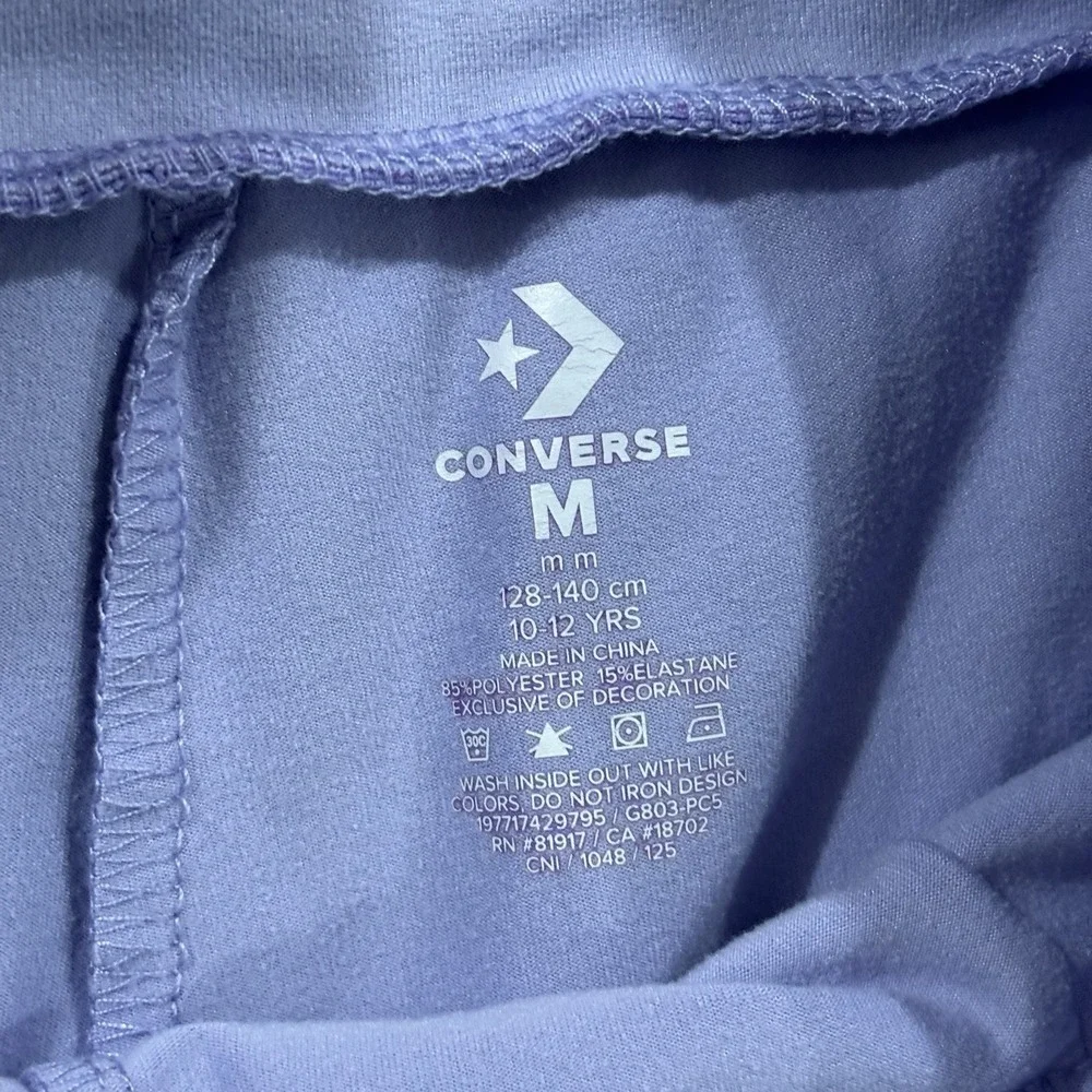 Converse Flare Leggings Youth Medium 10-14 High Rise Violet Chuck Patch Logo